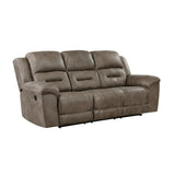 Hazen Brown Microfiber Double Reclining Sofa by Homelegance at Eve Furniture