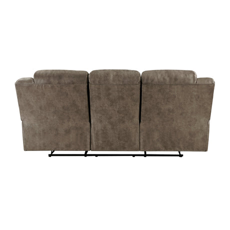 Hazen Brown Microfiber Double Reclining Sofa by Homelegance at Eve Furniture
