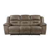 Hazen Brown Microfiber Double Reclining Sofa by Homelegance at Eve Furniture