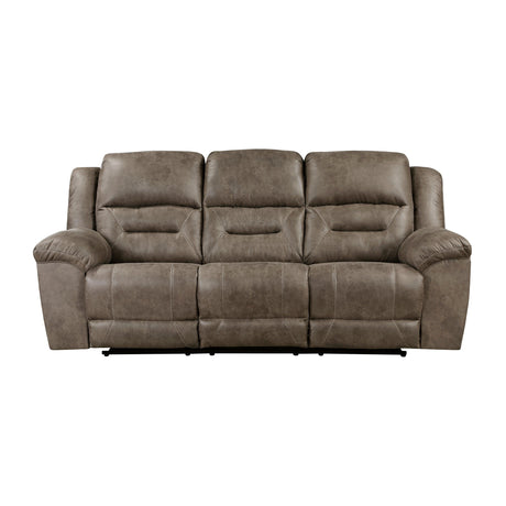Hazen Brown Microfiber Double Reclining Sofa by Homelegance at Eve Furniture