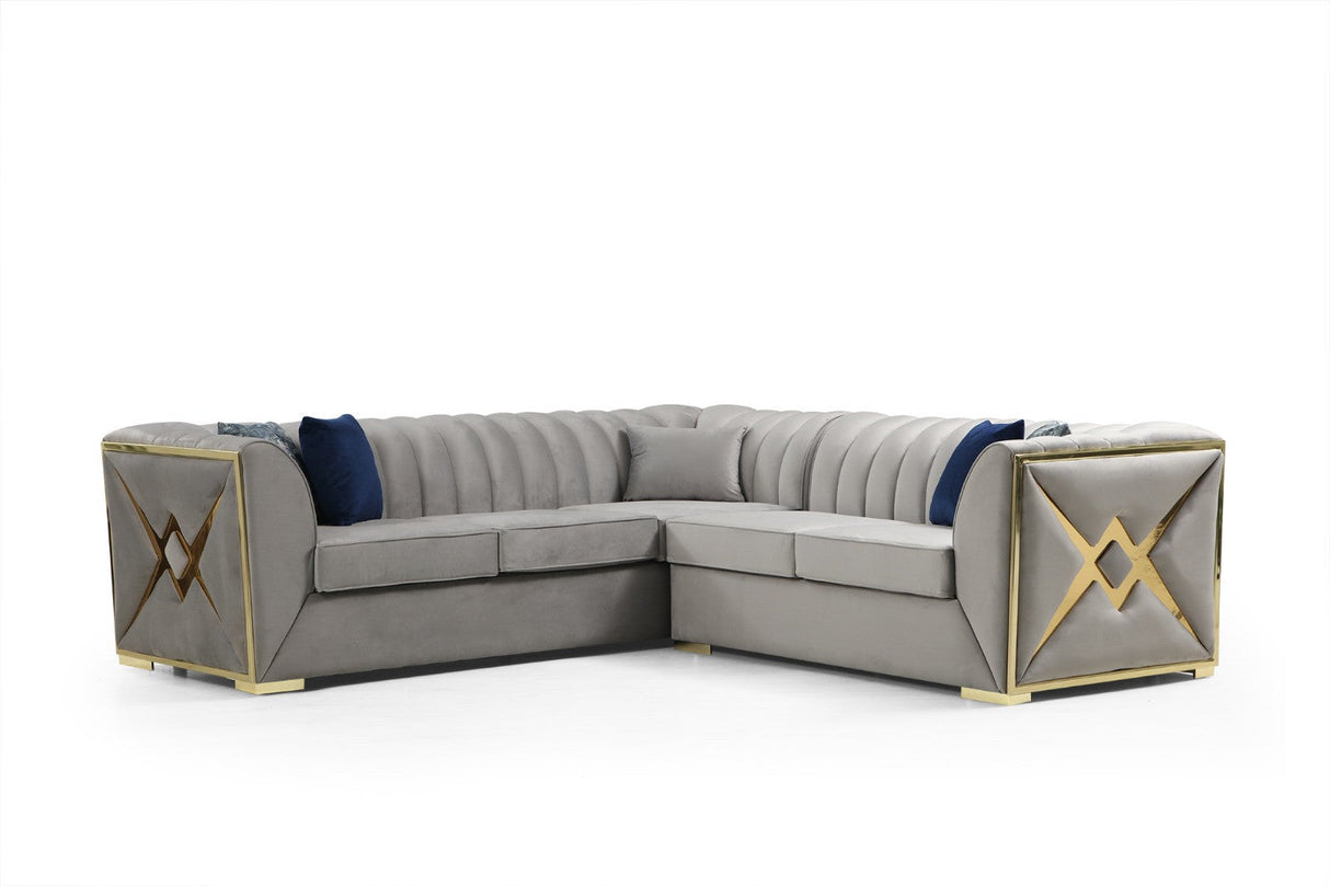 [Hot Buy] Ariana Gray Velvet Sectional by New Era Innovations at Eve Furniture