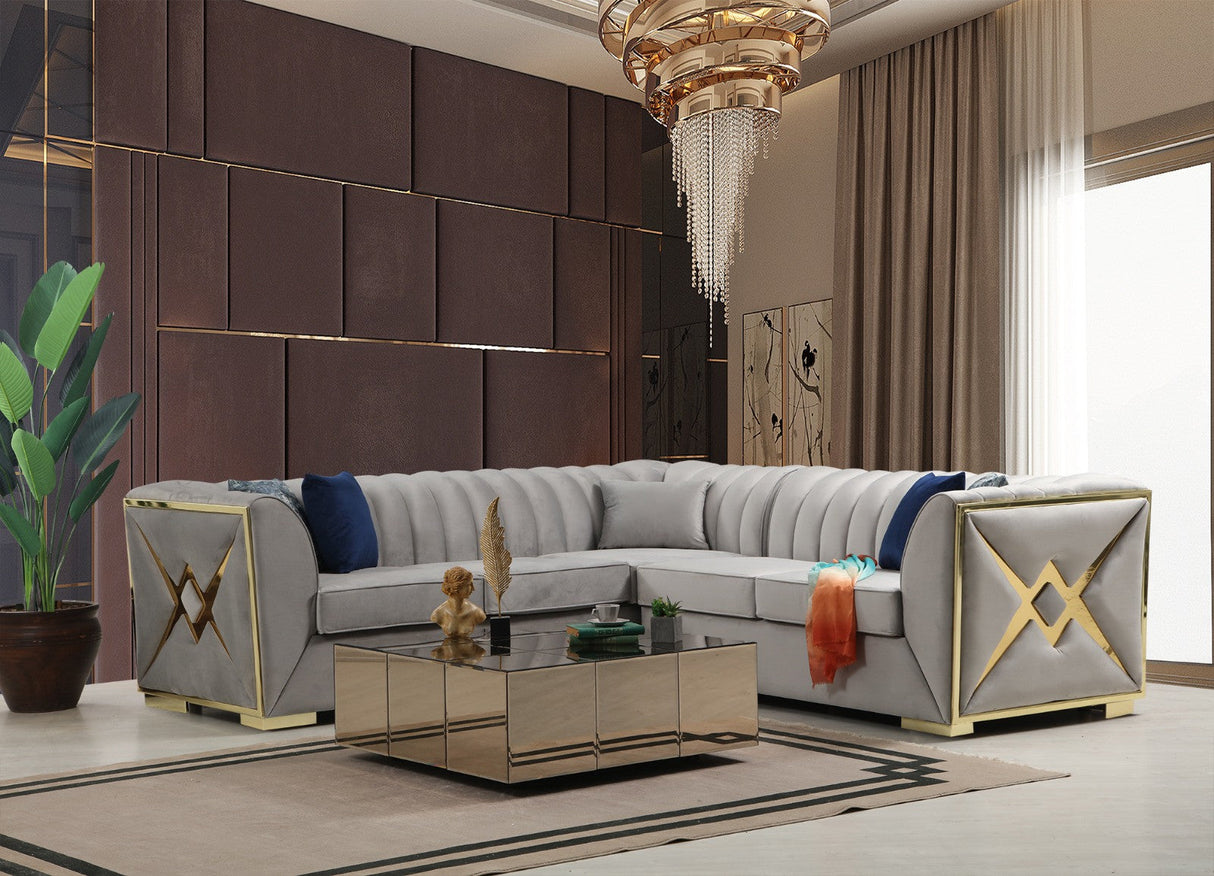 [Hot Buy] Ariana Gray Velvet Sectional by New Era Innovations at Eve Furniture