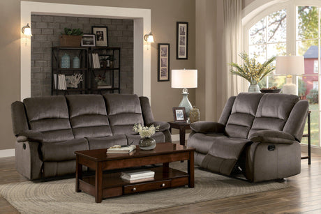 Jarita Chocolate Double Reclining Sofa by Homelegance at Eve Furniture