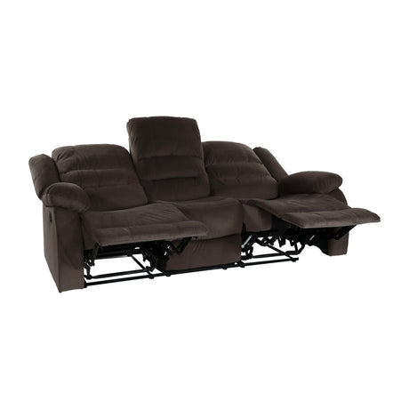 Jarita Chocolate Double Reclining Sofa by Homelegance at Eve Furniture