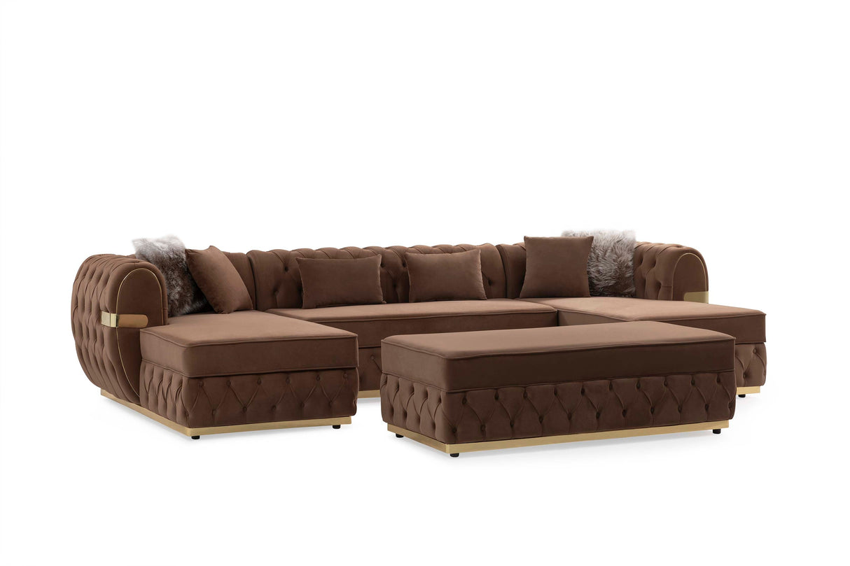 Jester Mocha Velvet Rectangle Ottoman