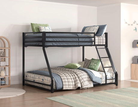 Jovie Black Metal Twin/Full Bunk Bed by Homelegance at Eve Furniture
