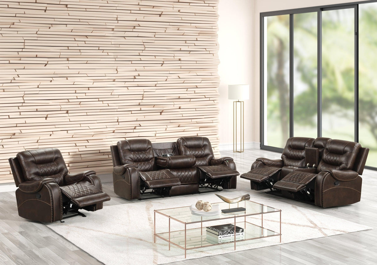 Juniper Brown Oversized 3-Piece Reclining Living Room Set by Happy Homes at Eve Furniture