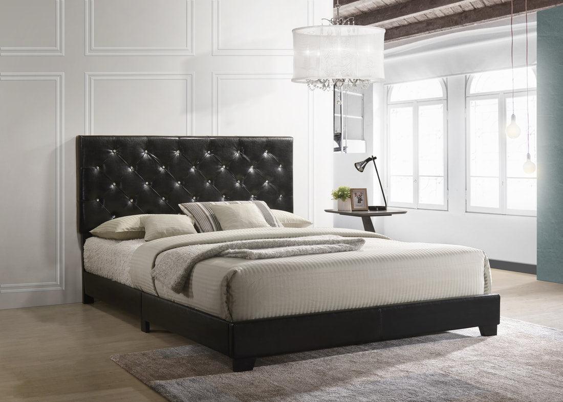 Lana Black Diamond Tufted Twin Bed by Happy Homes at Eve Furniture