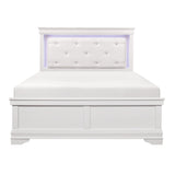Lana White Twin LED Upholstered Panel Bed by Homelegance at Eve Furniture