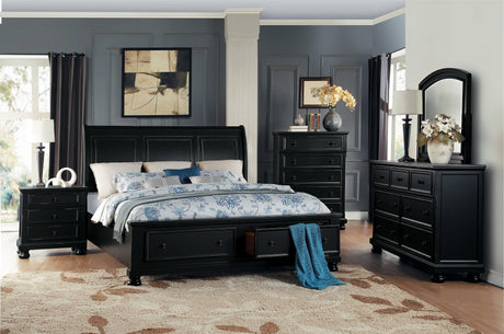 Laurelin Black Sleigh Storage Platform Bedroom Set by Homelegance at Eve Furniture