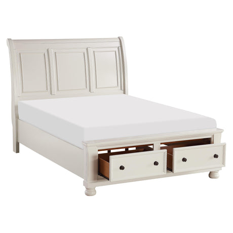 Laurelin White King Sleigh Storage Platform Bed by Homelegance at Eve Furniture