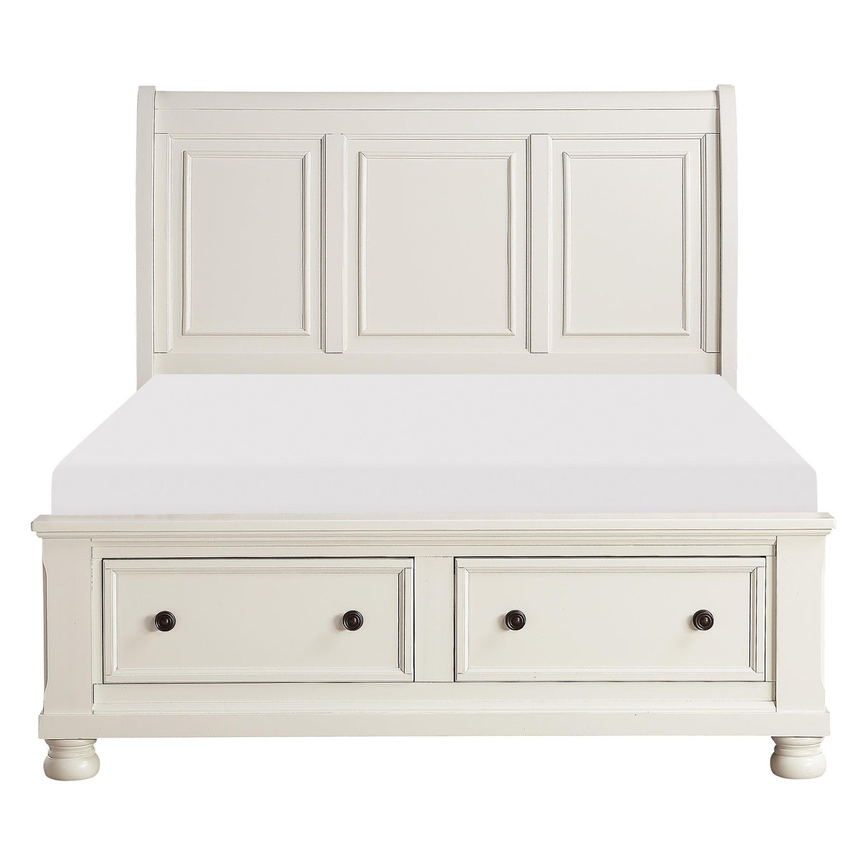 Laurelin White Queen Sleigh Storage Platform Bed by Homelegance at Eve Furniture