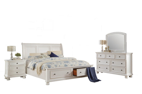 Laurelin White Sleigh Storage Platform Bedroom Set by Homelegance at Eve Furniture