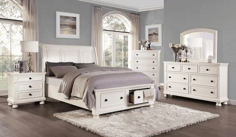 Laurelin White Sleigh Storage Platform Bedroom Set by Homelegance at Eve Furniture