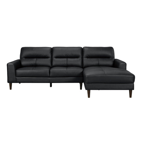 Lewes Black Leather 2-Piece Sectional with Right Chaise by Homelegance at Eve Furniture