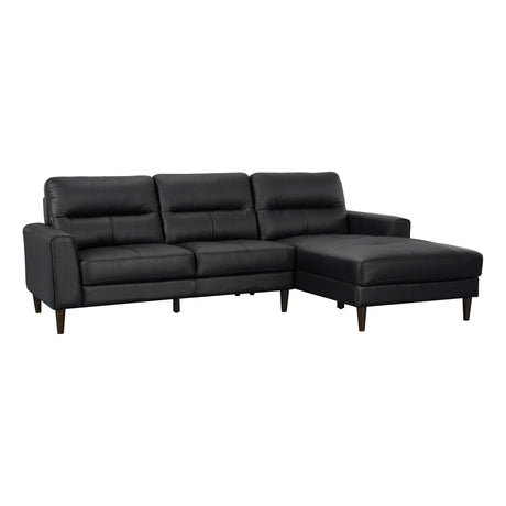 Lewes Black Leather 2-Piece Sectional with Right Chaise by Homelegance at Eve Furniture