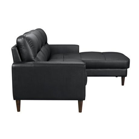 Lewes Black Leather 2-Piece Sectional with Right Chaise by Homelegance at Eve Furniture