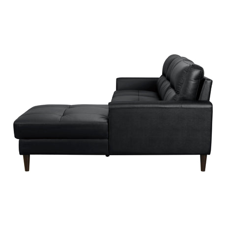 Lewes Black Leather 2-Piece Sectional with Right Chaise by Homelegance at Eve Furniture