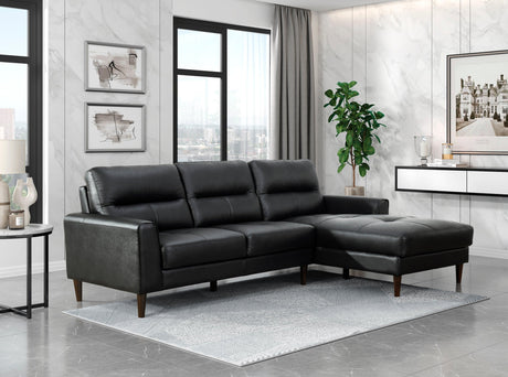 Lewes Black Leather 2-Piece Sectional with Right Chaise by Homelegance at Eve Furniture