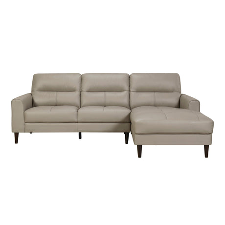 Lewes Latte Leather 2-Piece Sectional with Right Chaise by Homelegance at Eve Furniture