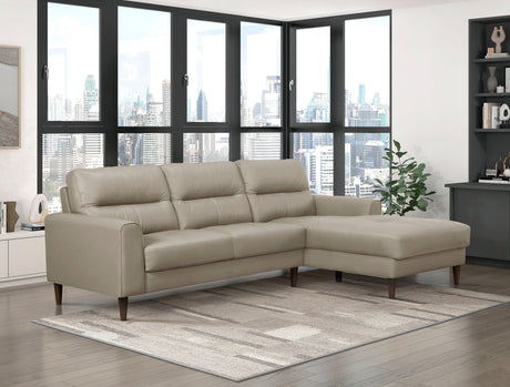 Lewes Latte Leather 2-Piece Sectional with Right Chaise by Homelegance at Eve Furniture