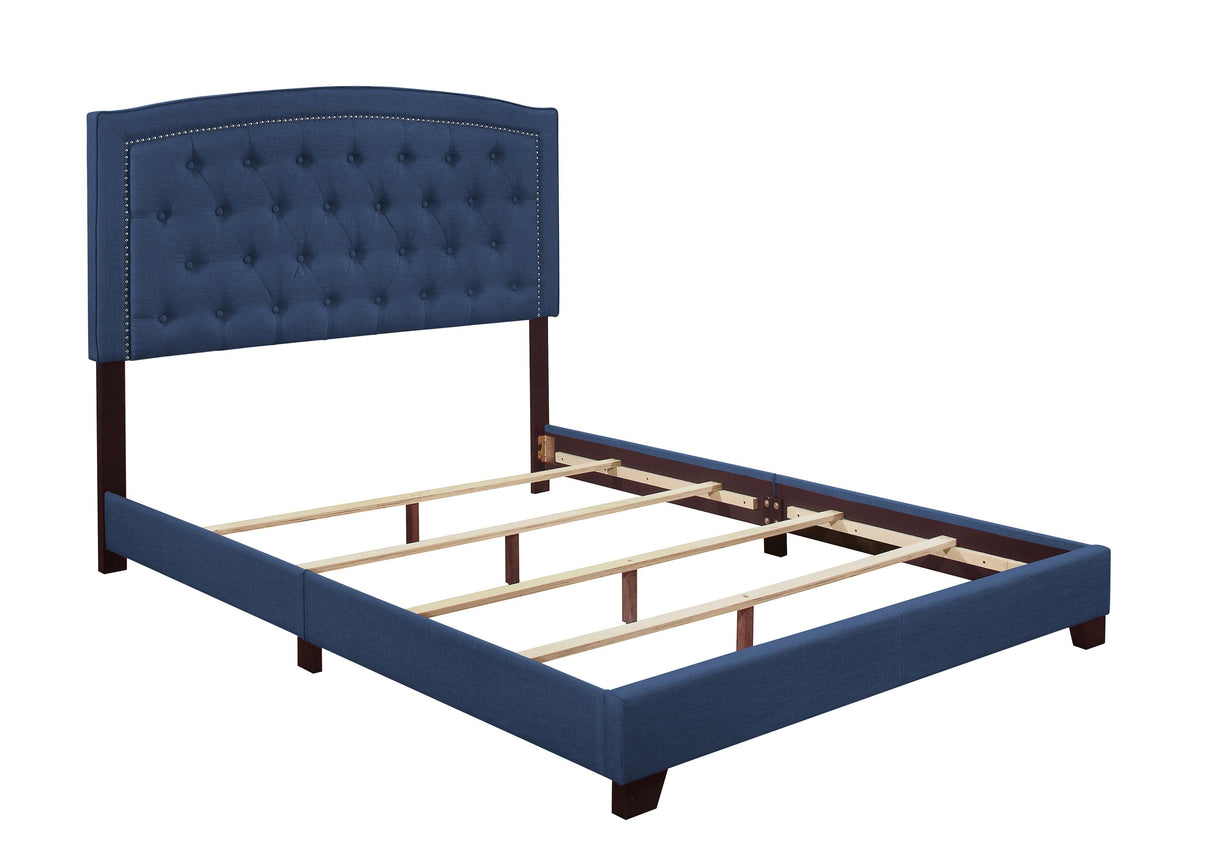 Linda Blue Queen Upholstered Bed by Homelegance at Eve Furniture
