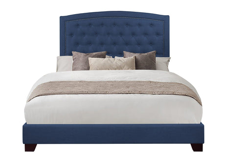 Linda Blue Queen Upholstered Bed by Homelegance at Eve Furniture