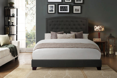 Linda Dark Gray Queen Upholstered Bed by Homelegance at Eve Furniture