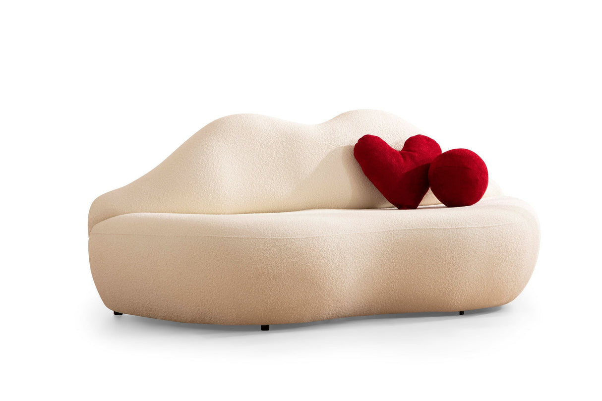 Lips Ivory Boucle Settee Loveseat