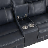 Littleton Blue Double Reclining Loveseat with Center Console, Receptacles and USB Ports by Homelegance at Eve Furniture