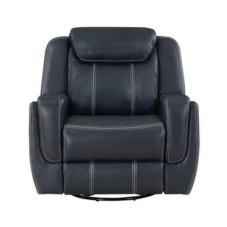 Littleton Blue Swivel Glider Reclining Chair by Homelegance at Eve Furniture