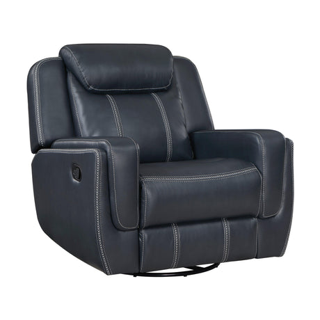 Littleton Blue Swivel Glider Reclining Chair by Homelegance at Eve Furniture