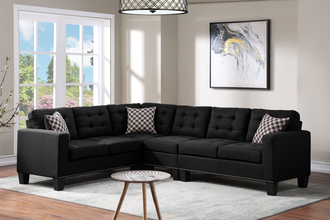 Logan Black Reversible Sectional