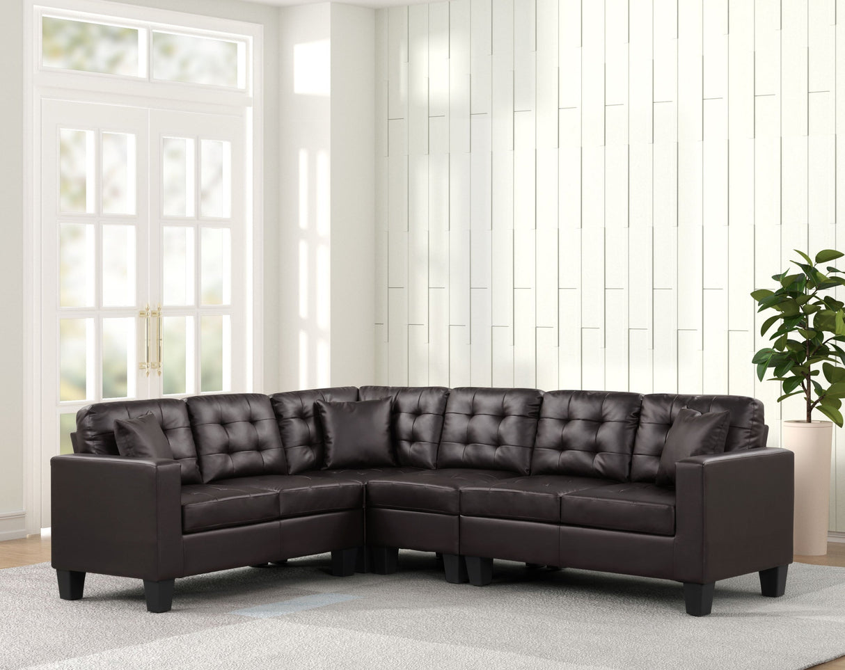 Logan Espresso PU Leather Reversible Sectional