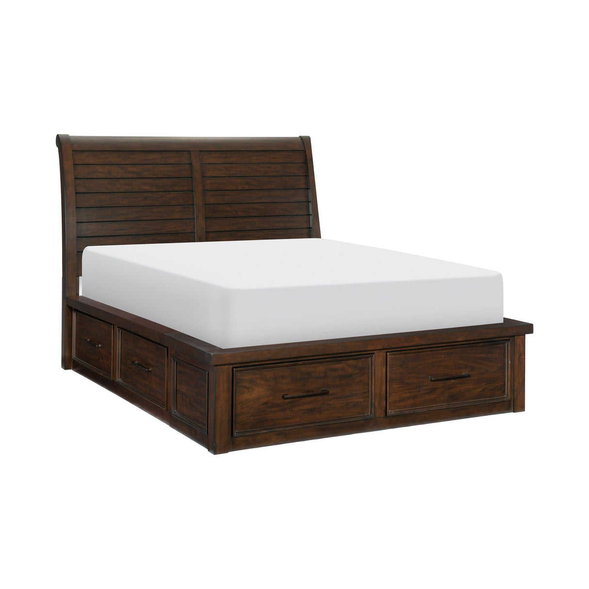 Logandale Brown King Sleigh Storage Platform Bed by Homelegance at Eve Furniture