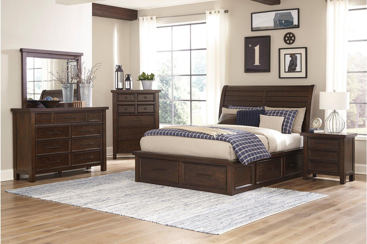 Logandale Brown Sleigh Storage Platform Bedroom Set by Homelegance at Eve Furniture