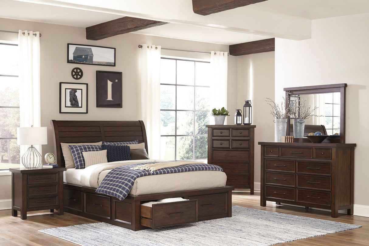 Logandale Brown Sleigh Storage Platform Bedroom Set by Homelegance at Eve Furniture