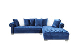 London Blue Velvet RAF Oversized Sectional - Eve Furniture