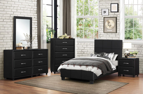 Lorenzi Black Twin Upholstered Platform Bed by Homelegance at Eve Furniture