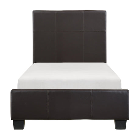 Lorenzi Dark Brown Twin Upholstered Platform Bed by Homelegance at Eve Furniture