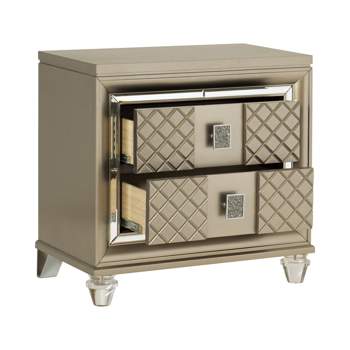 Loudon Champagne Metallic Nightstand by Homelegance at Eve Furniture