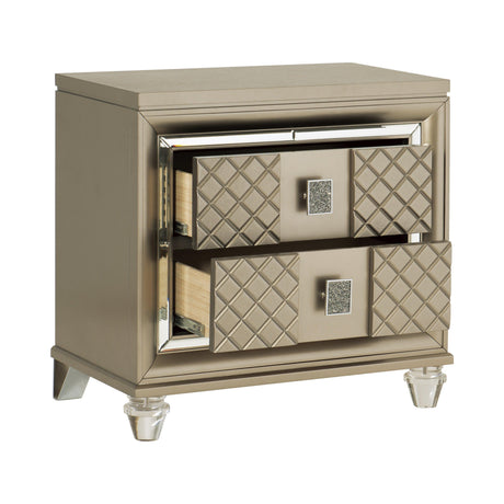 Loudon Champagne Metallic Nightstand by Homelegance at Eve Furniture