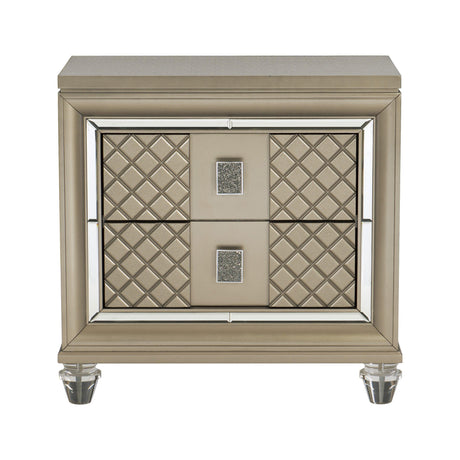 Loudon Champagne Metallic Nightstand by Homelegance at Eve Furniture