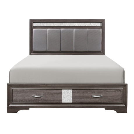 Luster Gray Upholstered Storage Platform Bedroom Set by Homelegance at Eve Furniture