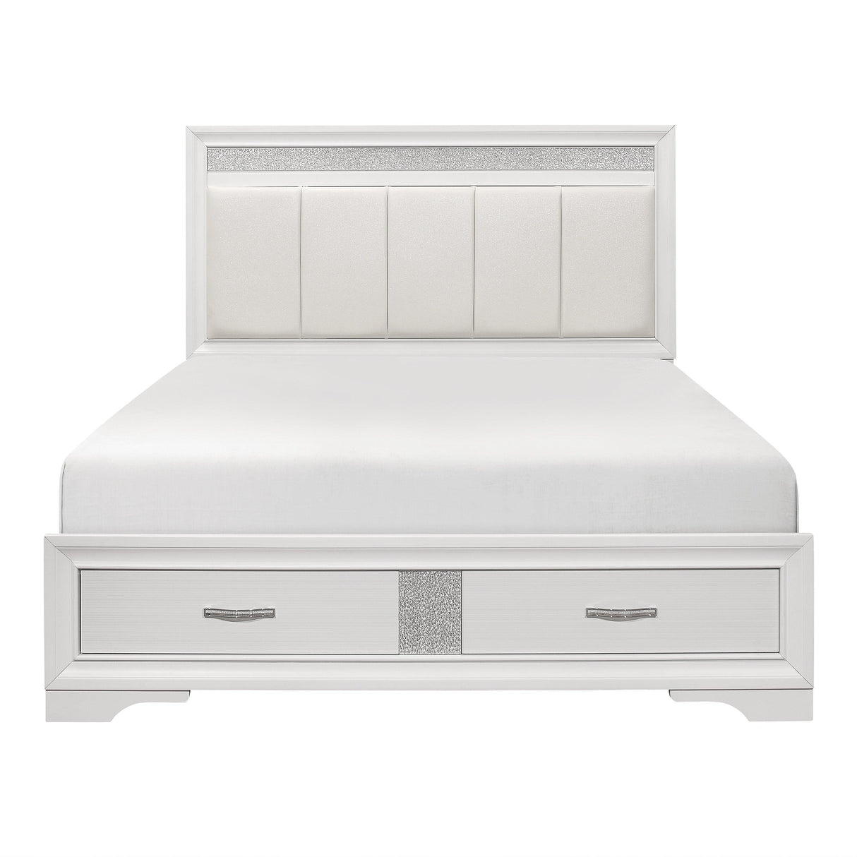 Luster White King Upholstered Storage Platform Bed by Homelegance at Eve Furniture
