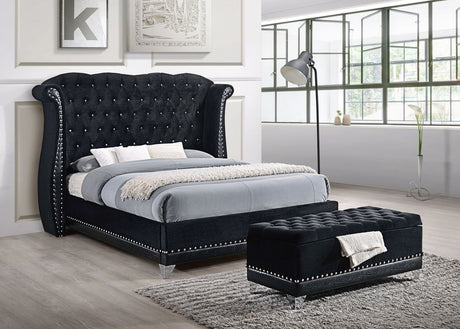 [SPECIAL PRICE] Luxor Black Velvet King Platform Bed - Eve Furniture