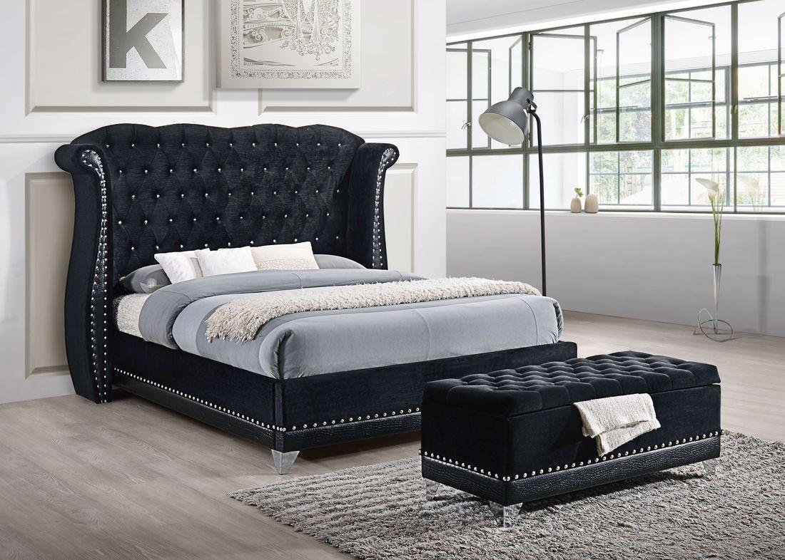 Luxor Black Velvet King Platform Bed by Happy Homes at Eve Furniture