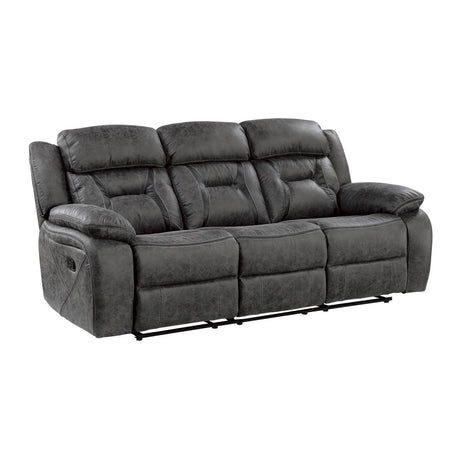Madrona Hill Gray Double Reclining Sofa by Homelegance at Eve Furniture