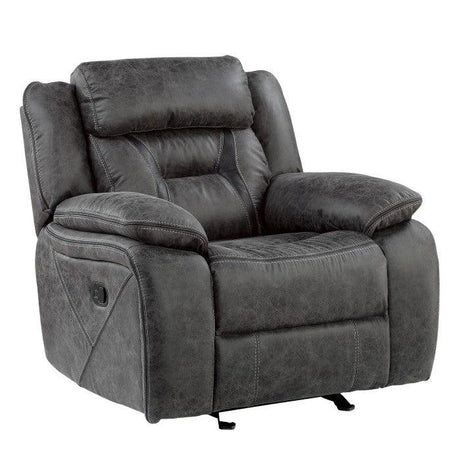Madrona Hill Gray Glider Reclining Chair by Homelegance at Eve Furniture