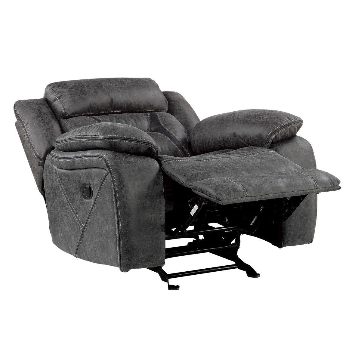 Madrona Hill Gray Glider Reclining Chair by Homelegance at Eve Furniture